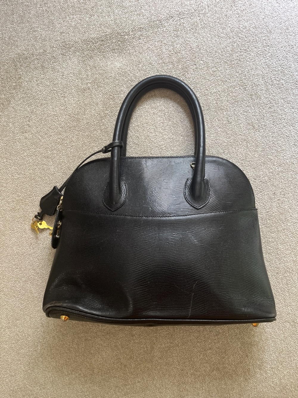 Vintage Neiman Marcus Classic Black Structured Dome Purse Handbag Flawed*** - Picture 13 of 16